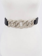 Textured Chain Buckle Elastic Belt