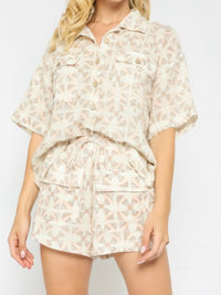 Cream Kaleidoscope Short Pant Set