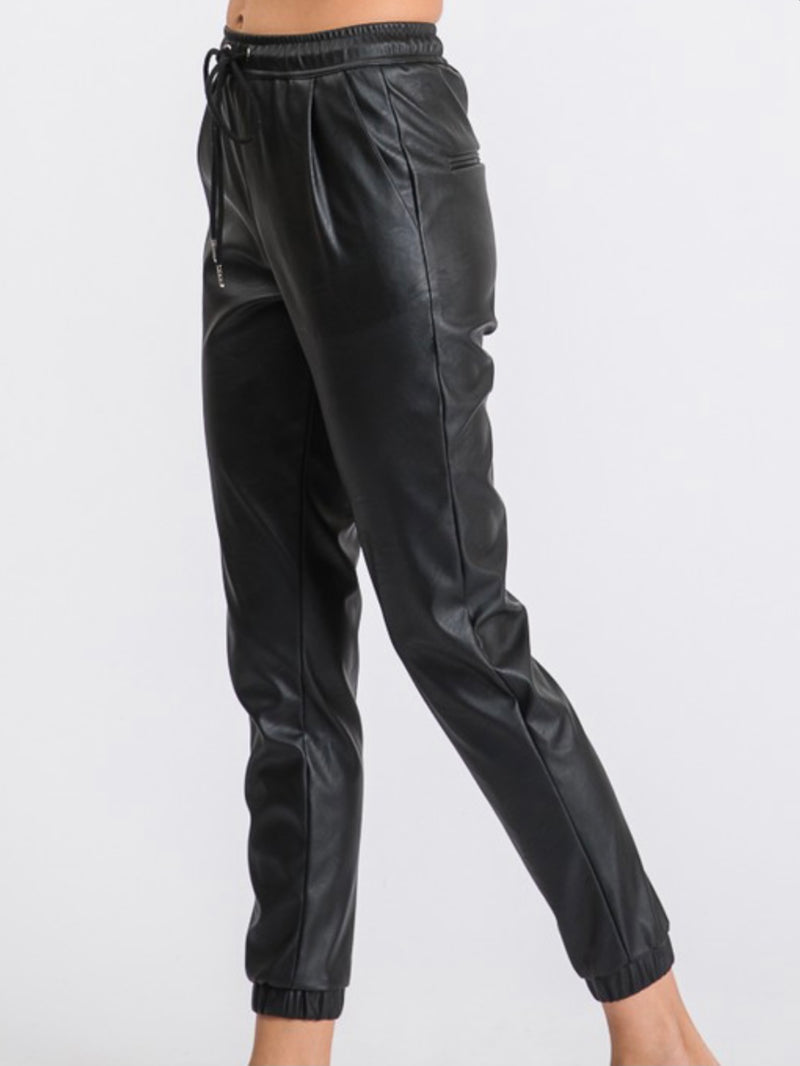 Faux Leather Jogger Pants