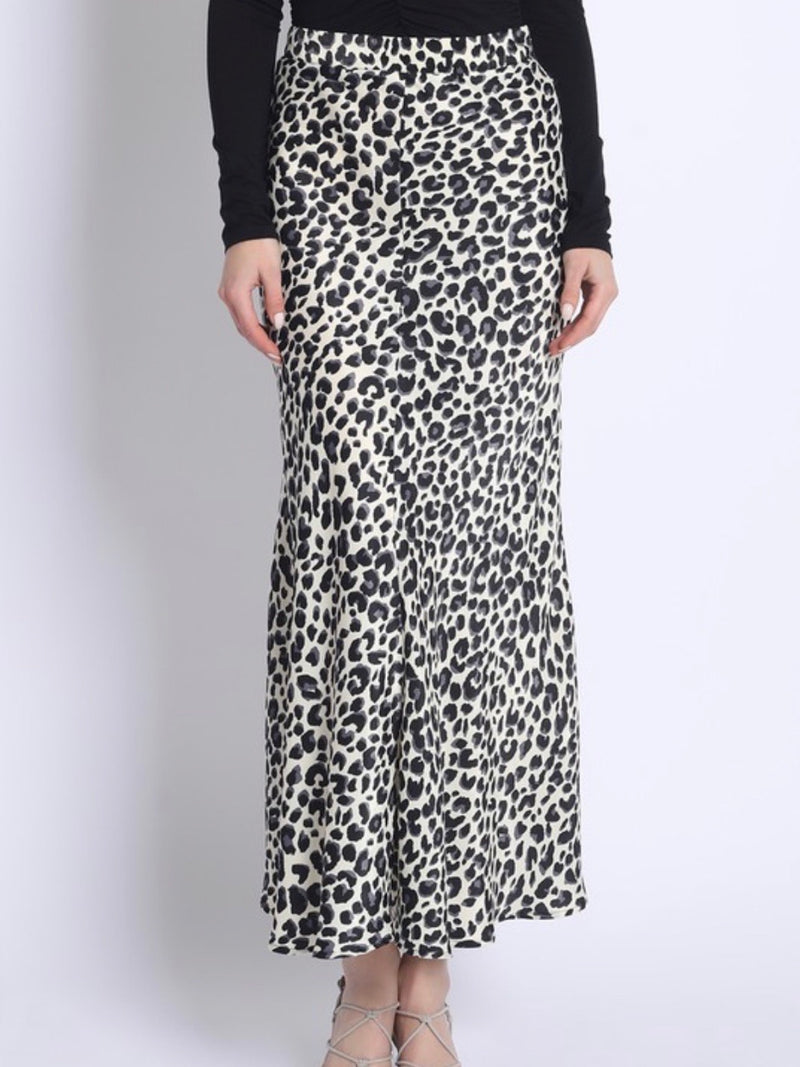 Leopard Biased Midi Skirt