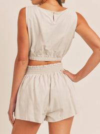 Linen Crop Short Pant Set