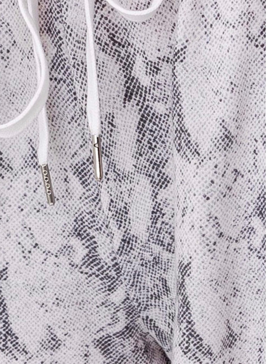 Grey Snake Print Short Pant Set