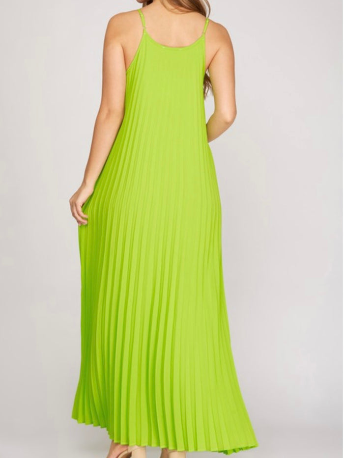 Delicate Lime Pleated Maxi