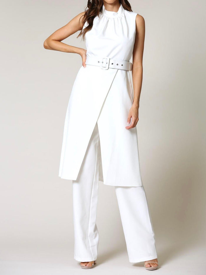 White Turtle Neck Set