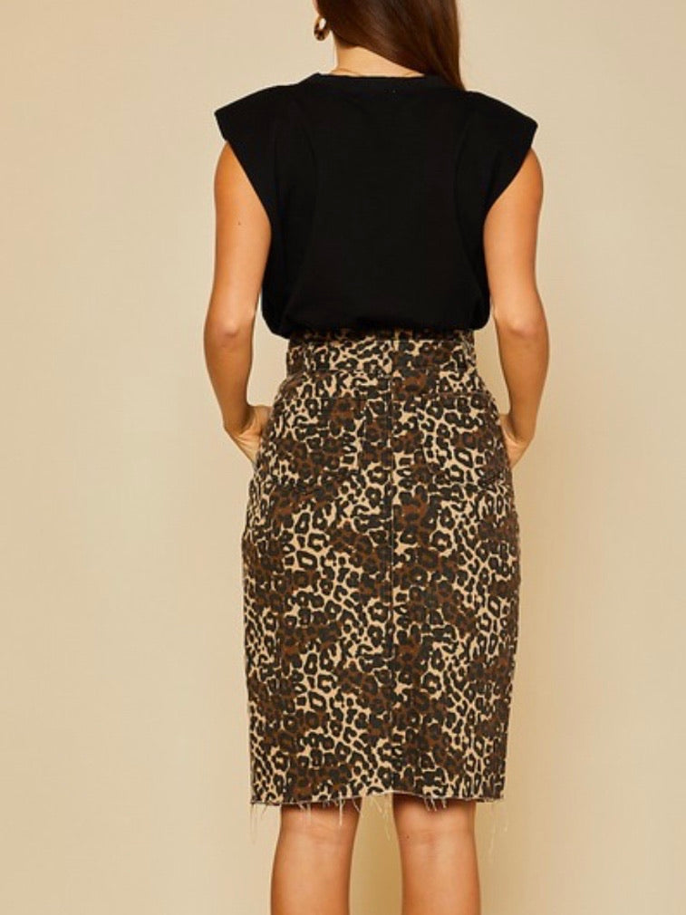 Brown Leopard Pencil Skirt