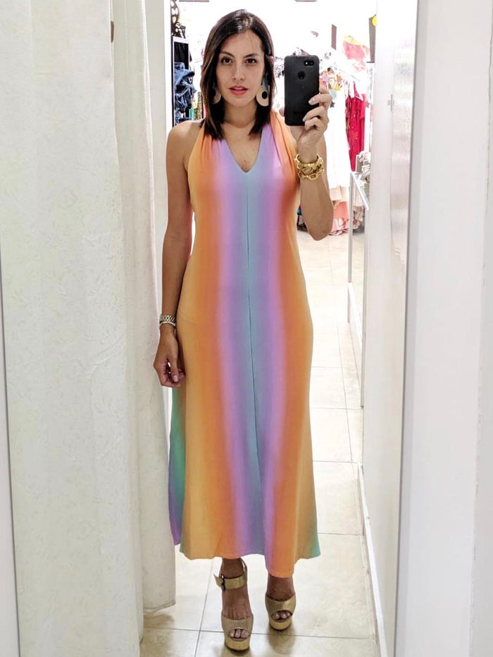 Mint Combo Midi Halter Dress