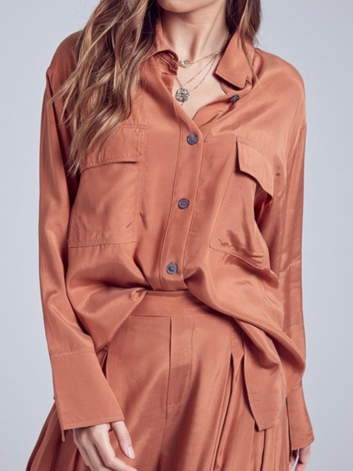 Rust Long Sleeve Blouse