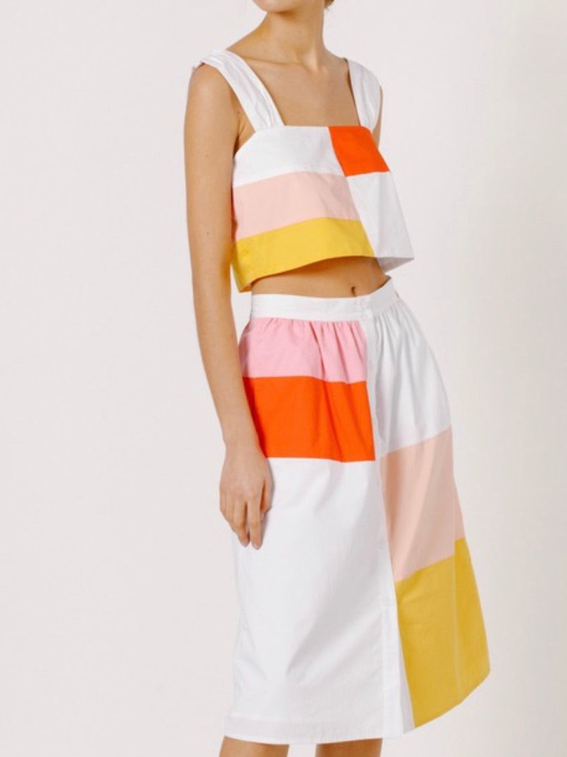 Multi Color Block Crop Top