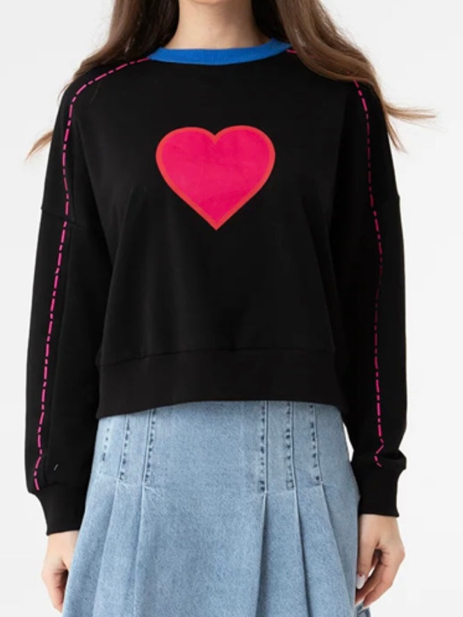 Heart Embroidered Sweeatshirt