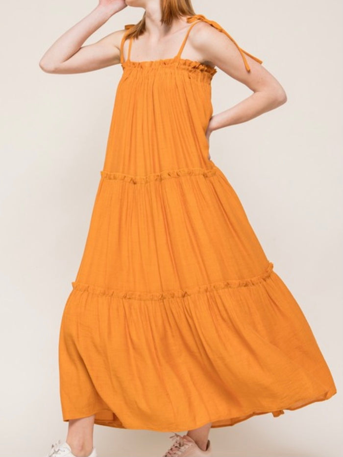 Honey Mustard Ruffle Tiered Maxi