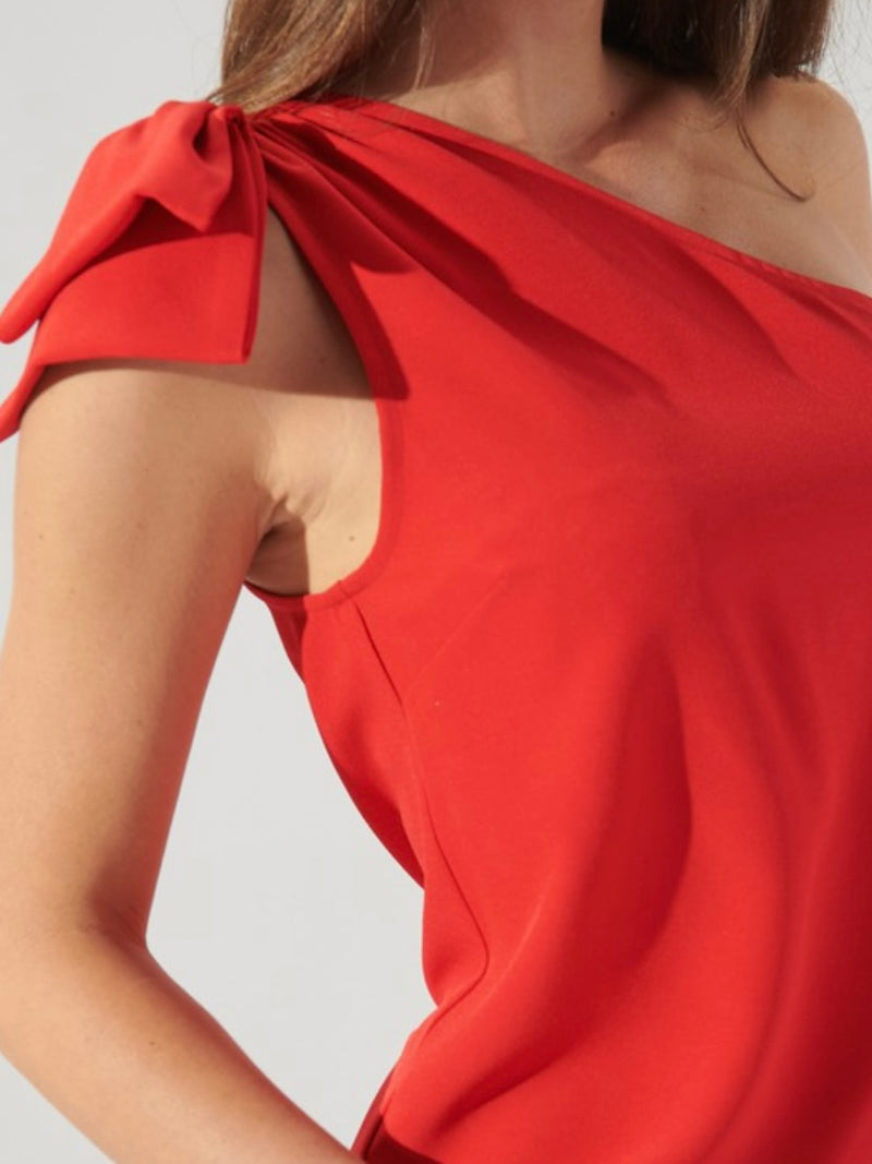 Red One Shoulder Top