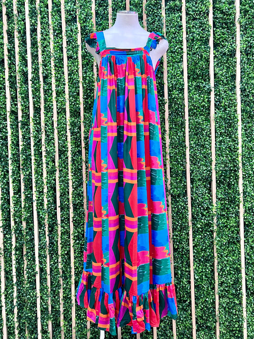 Exquisite Multi Bright Sleeveless Maxi Dress