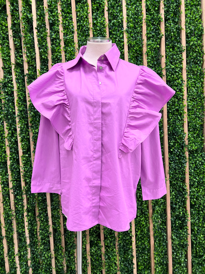 Lavender Ruffle Trim Blouse