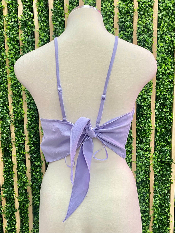 Lilac Square Neck Halter Crop Top