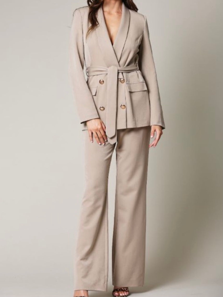 Button Detail Taupe Blazer