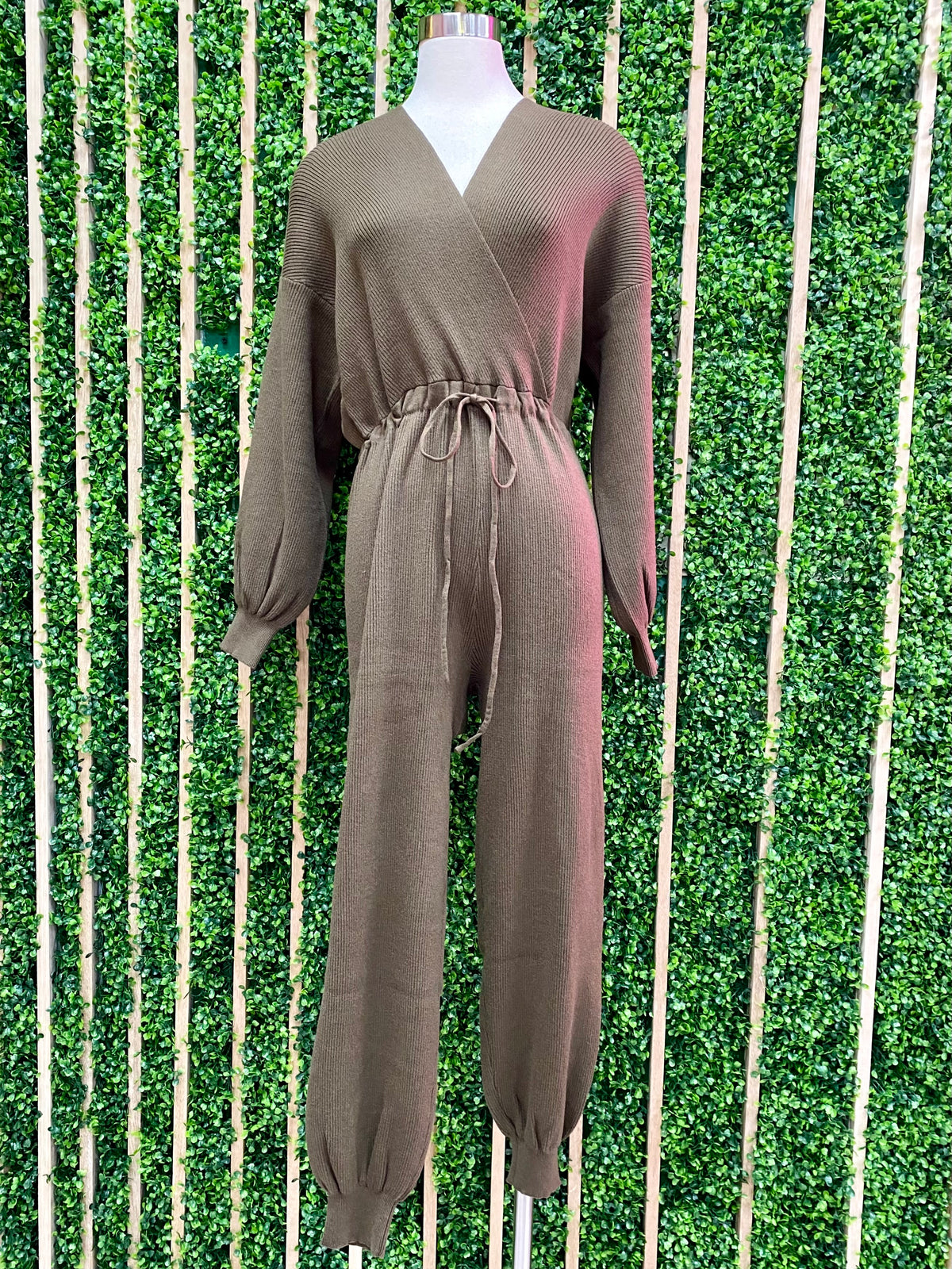 Olive Sweater Jogger Jumpsuit