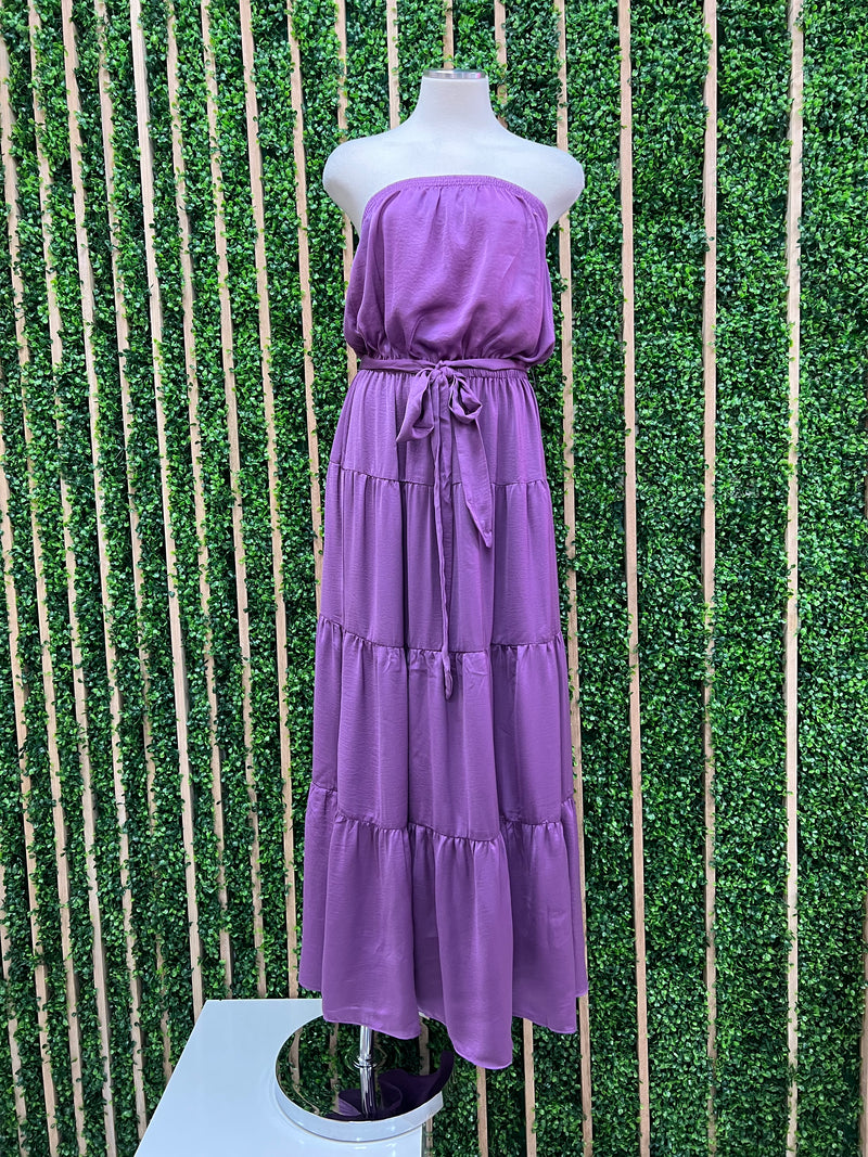 Purple Strapless Maxi Dress