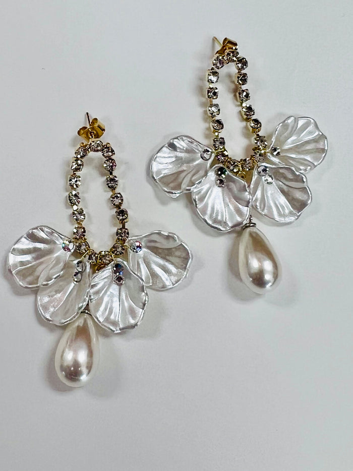 Rhinestone Drop Flower Earring