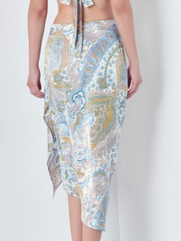 Paisley Midi Wrap Skirt