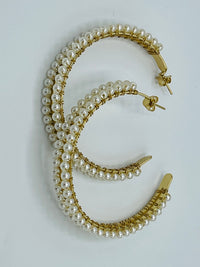 Double Pearl Hoops