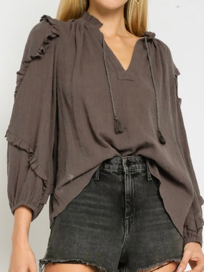 Ruffle Sleeve Boho Top
