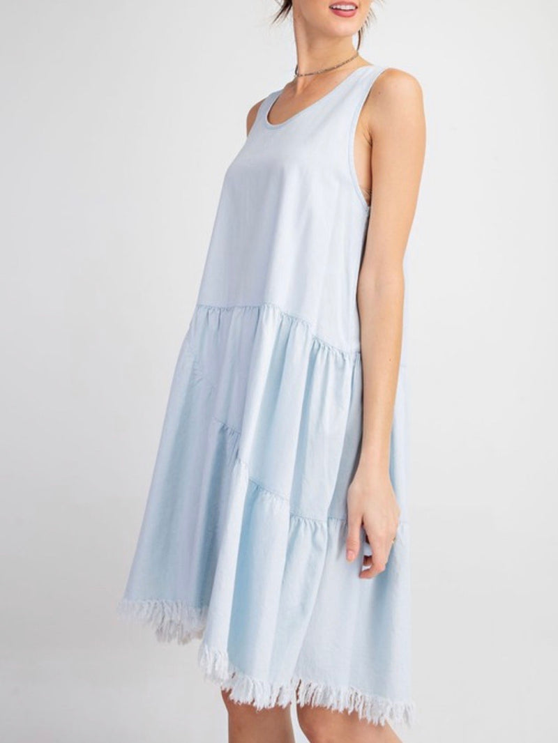 Distressed Denim Sleevesless Dress