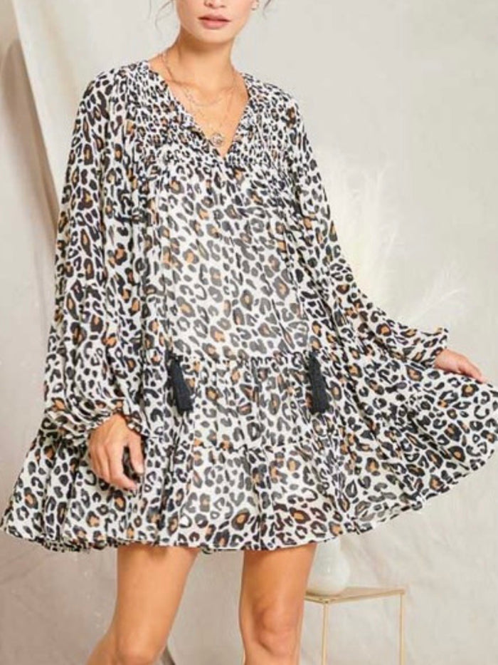 Leopard Print Comfy Shift Dress