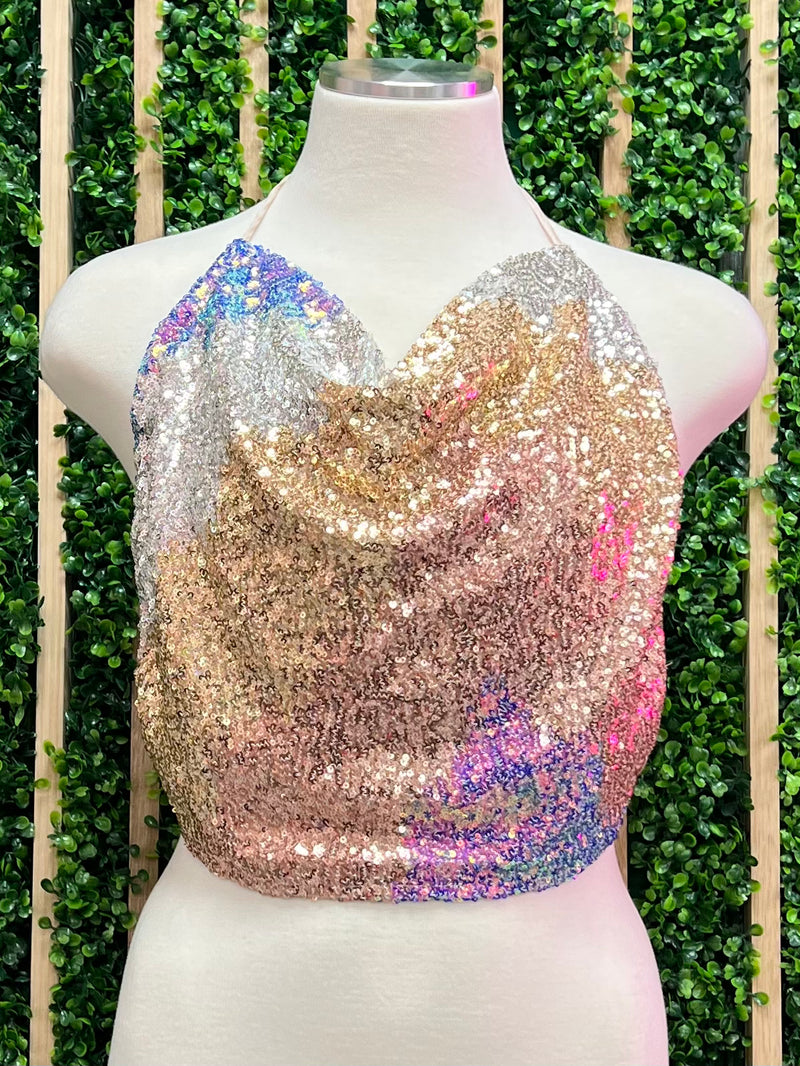 Multi Sequin Crop Top