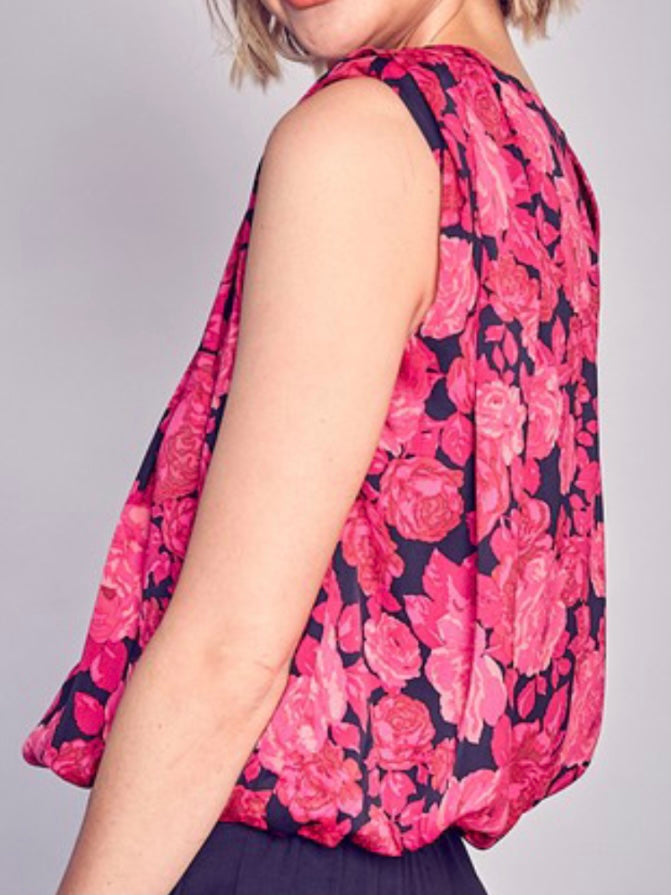 Rose Print Padded Top