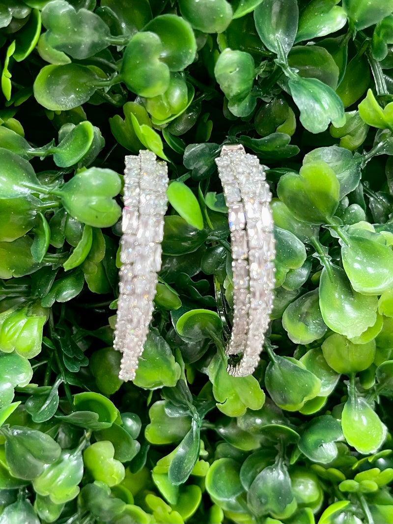 Crystal Triple Row Hoop Earrings