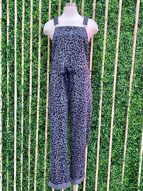 Charcoal Leopard Printed Overall Jumspuit
