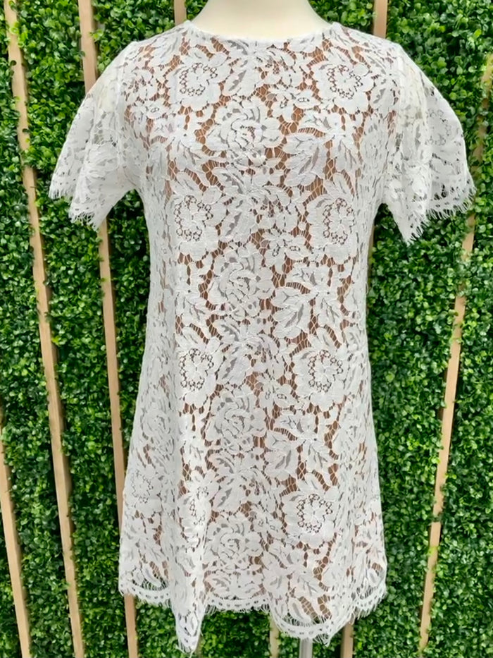 White Lace Shift Dress