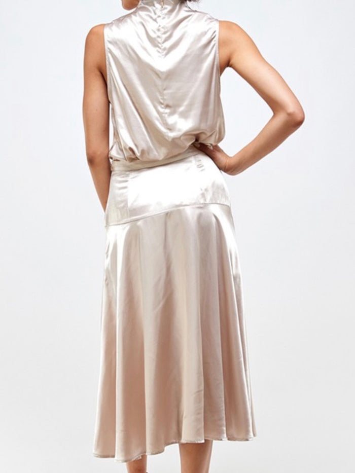 Draped Neck Satin Blouse