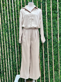 Exquisite Beige Wide Leg Pant