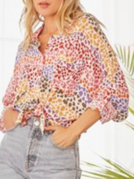 Multi Spots Button Down Blouse
