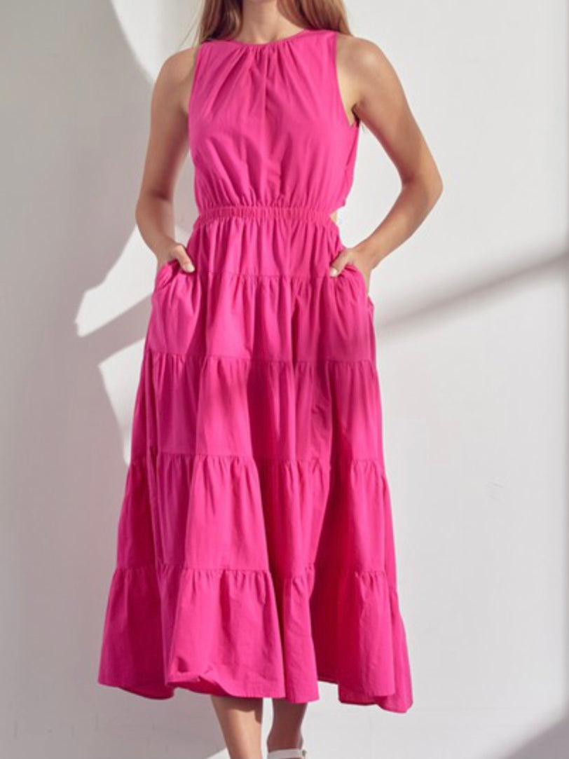 Open Back High Neck Maxi Dress