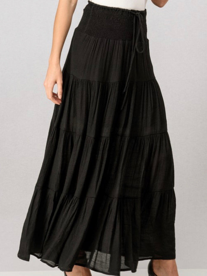 Black tiered maxi skirt
