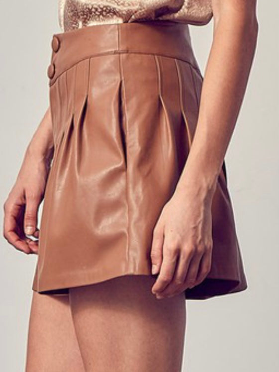 Leatherette Paperbag Shorts