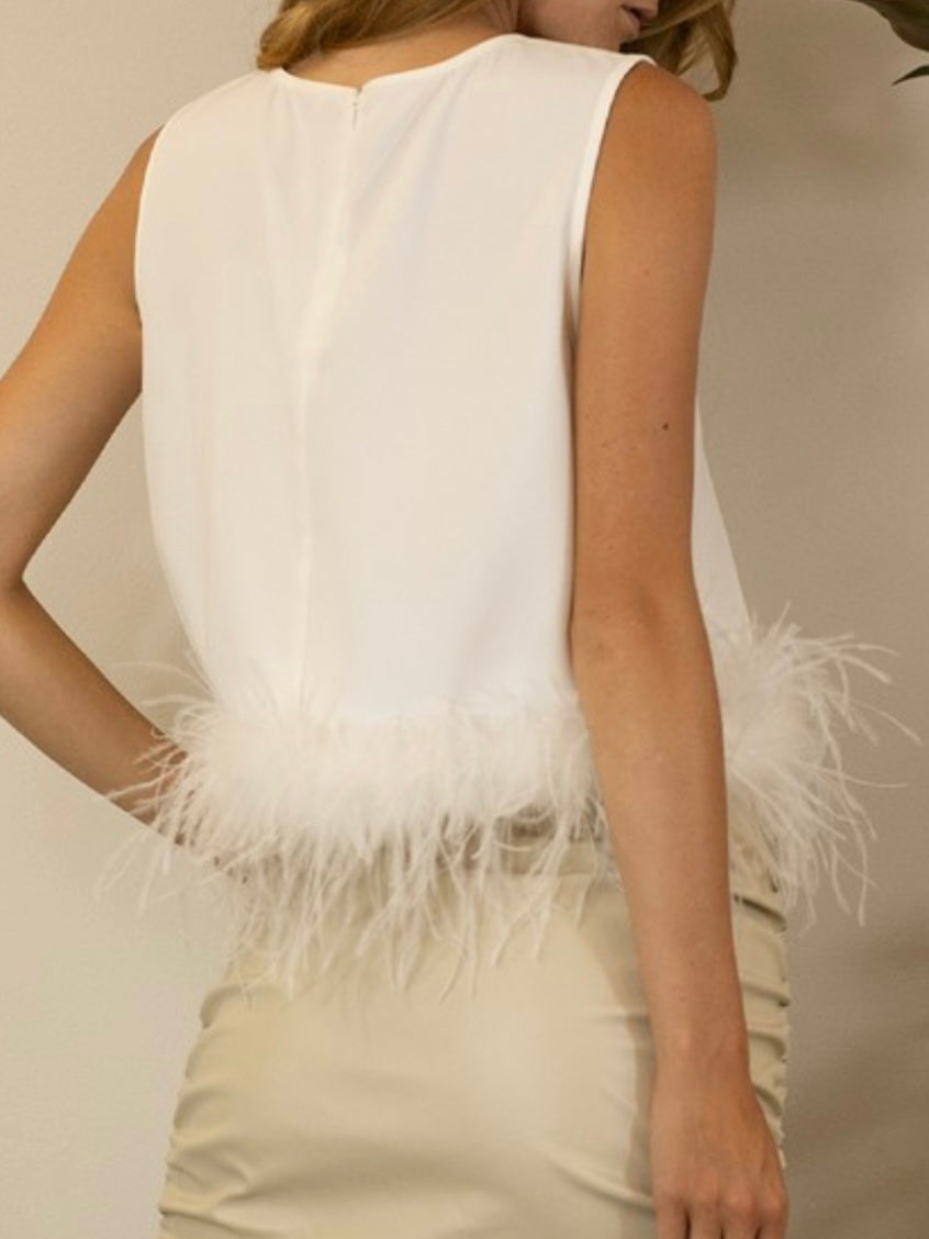 Delicate Feather Sleeveless Top