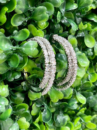 Crystal Triple Row Hoop Earrings