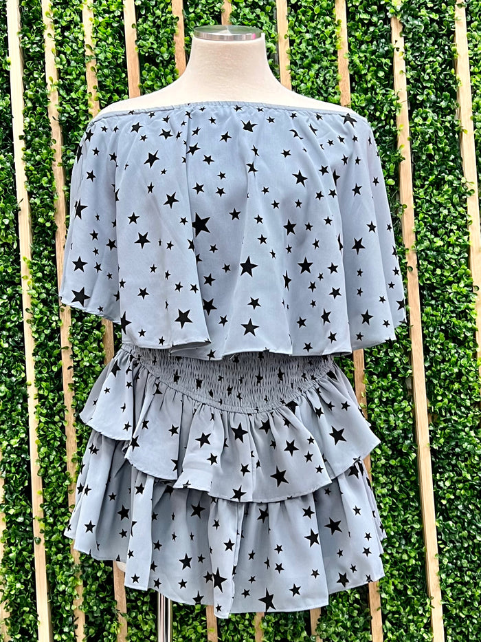 Denim Star Strapless Romper