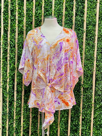 Lilac orange Marble Kimono top