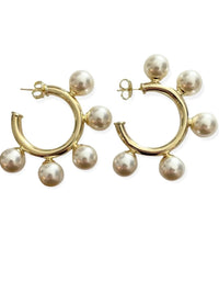 Gio Large Pearl Bead Hoops