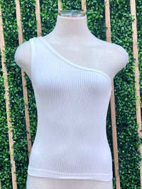 One Shoulder Ribbed Basic Cami