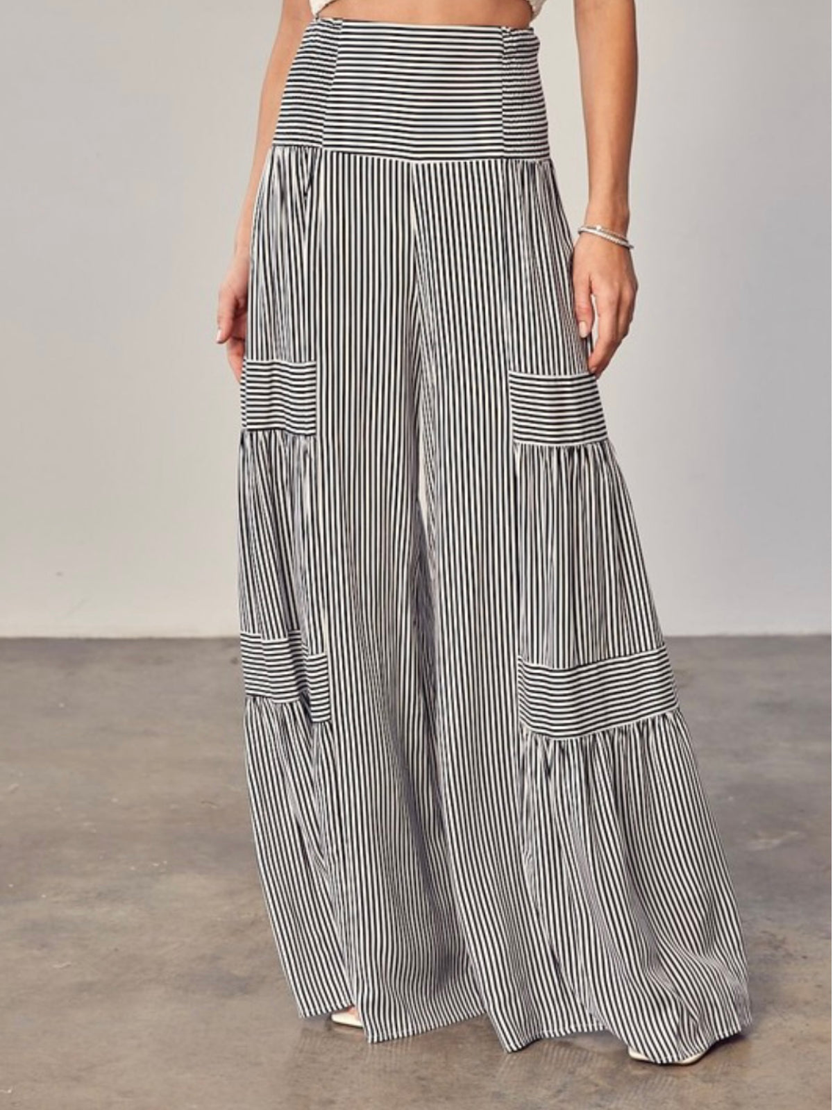 Stripe Tiered Wide Leg Palazzo