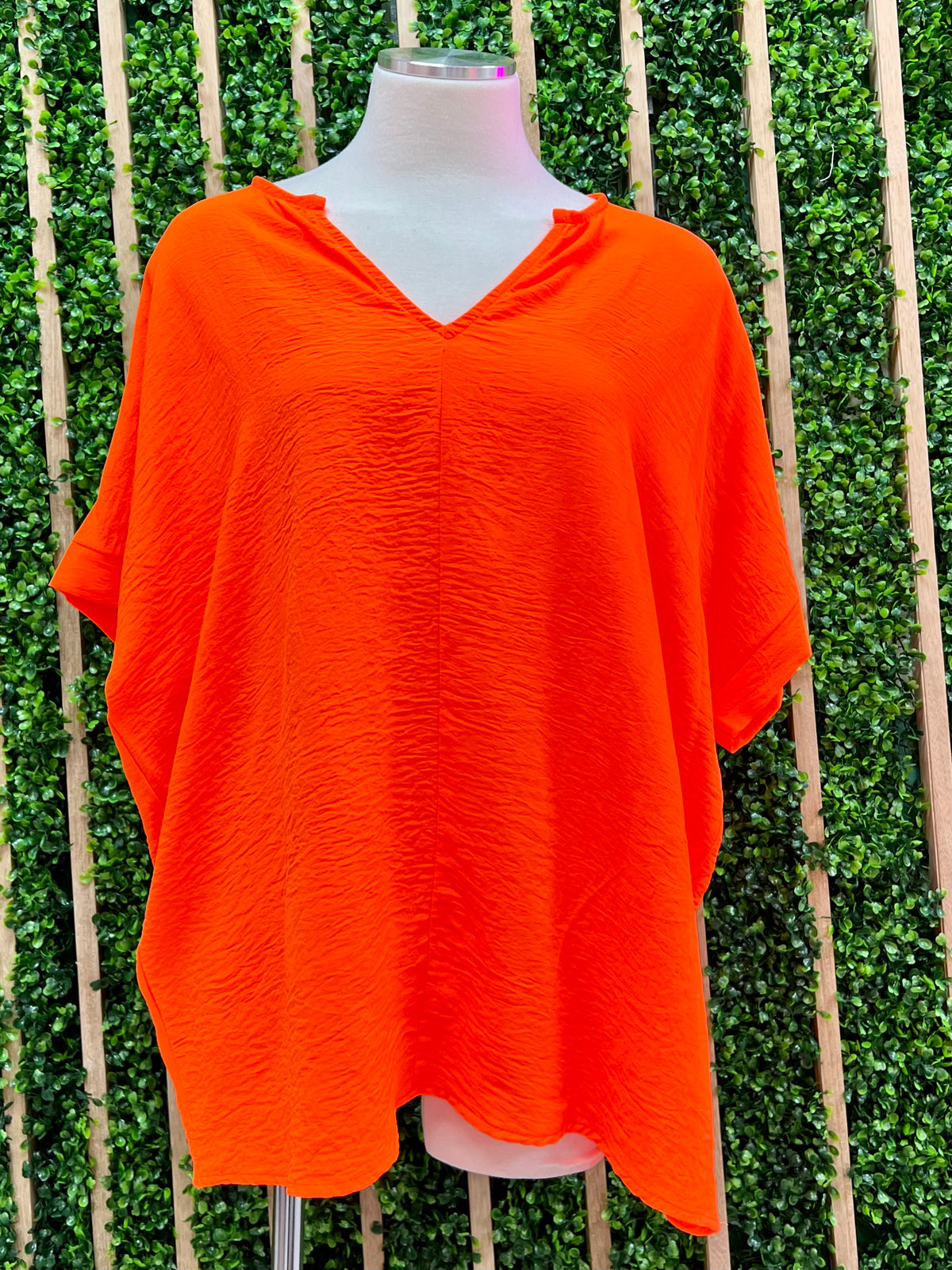 Neon Orange V Neck Tunic