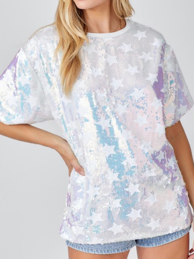 Ivory Sequin Star Tee