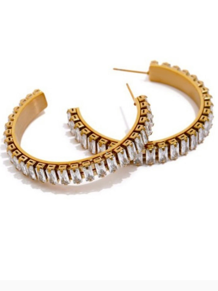 Stainless Steel Cubic Zirconia Hoop