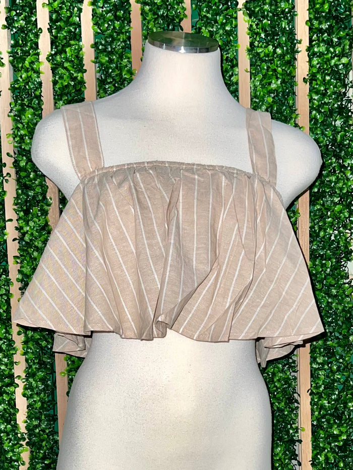 Striped Boho Ruffled Crop Top