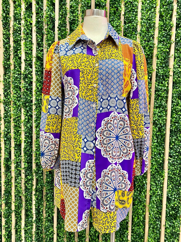 Purple Paisley Print Blouse